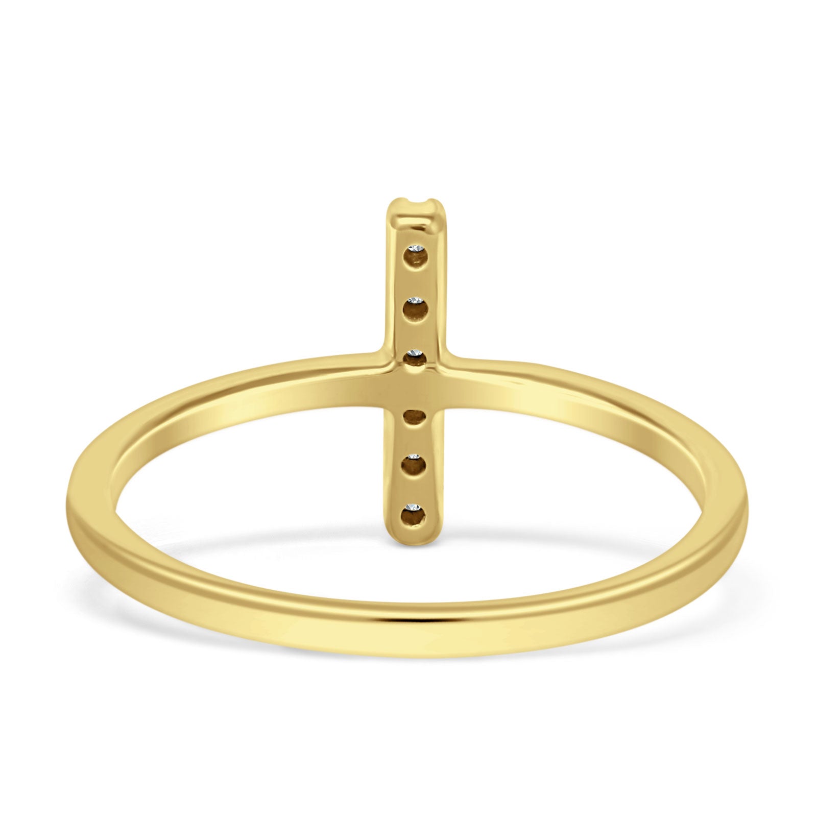 Minimal Cluster Line Bar Diamond Wedding Ring 14K Yellow Gold 0.10ct Wholesale
