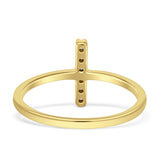 Minimal Cluster Line Bar Diamond Wedding Ring 14K Yellow Gold 0.10ct Wholesale