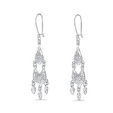 Solid 14K White Gold Fancy Chandelier Dangle Earrings (37mm Diameter)