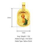 14K Yellow Gold St. Jude Enamel Picture Religious Pendant 23mmX18mm 1.5 grams