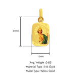 14K Yellow Gold St. Jude Enamel Picture Religious Pendant 21mmX13mm 0.8 grams