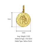 14K Yellow Gold St. Christopher Religious Pendant 18mmX18mm 2.0 grams