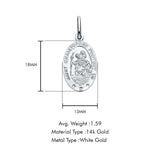 14K White Gold St. Christopher Religious Pendant 18mmX13mm 1.5 grams