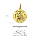 14K Yellow Gold St. Joseph Religious Pendant 20mmX20mm 2.9 grams