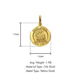 14K Yellow Gold St. Joseph Religious Pendant 17mmX15mm 1.9 grams