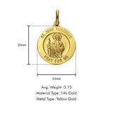 14K Yellow Gold St. Jude Thaddeus Religious Pendant 20mmX20mm 3.1 grams