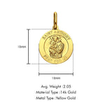 14K Yellow Gold St. Anthony Religious Pendant 18mmX18mm 2.0 grams
