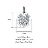 Charm Pendant 2.0 grams 18mmX18mm 14K Real White Gold St. Michael Religious
