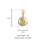 14K Yellow Gold Saint Christopher for Mix&Match Pendant 21mmX12mm 1.0 grams