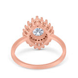 14K Rose Gold Art Deco Round Bridal Baguette Simulated CZ Wedding Engagement Ring Size-7