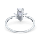 14K White Gold Teardrop Pear Art Deco Engagement Ring Marquise Simulated Cubic Zirconia Size-7