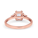 14K Rose Gold Emerald Cut Wedding Engagement Ring Simulated CZ Size-7