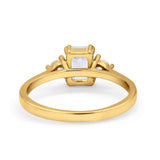 14K Yellow Gold Emerald Cut Wedding Engagement Ring Simulated CZ Size-7