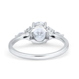 14K White Gold Art Deco Oval Wedding Ring Marquise Simulated Cubic Zirconia