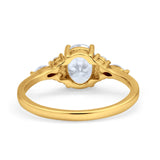 14K Yellow Gold Art Deco Oval Wedding Ring Marquise Simulated Cubic Zirconia