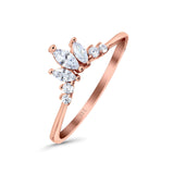 14K Rose Gold Engagement Rings Band Marquise Round Simulated Cubic Zirconia