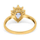 14K Yellow Gold Teardrop Engagement Ring Round Simulated Cubic Zirconia Size-7