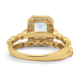 14K Yellow Gold Emerald Cut Bridal Set Ring Band Engagement Two Piece Simulated CZ