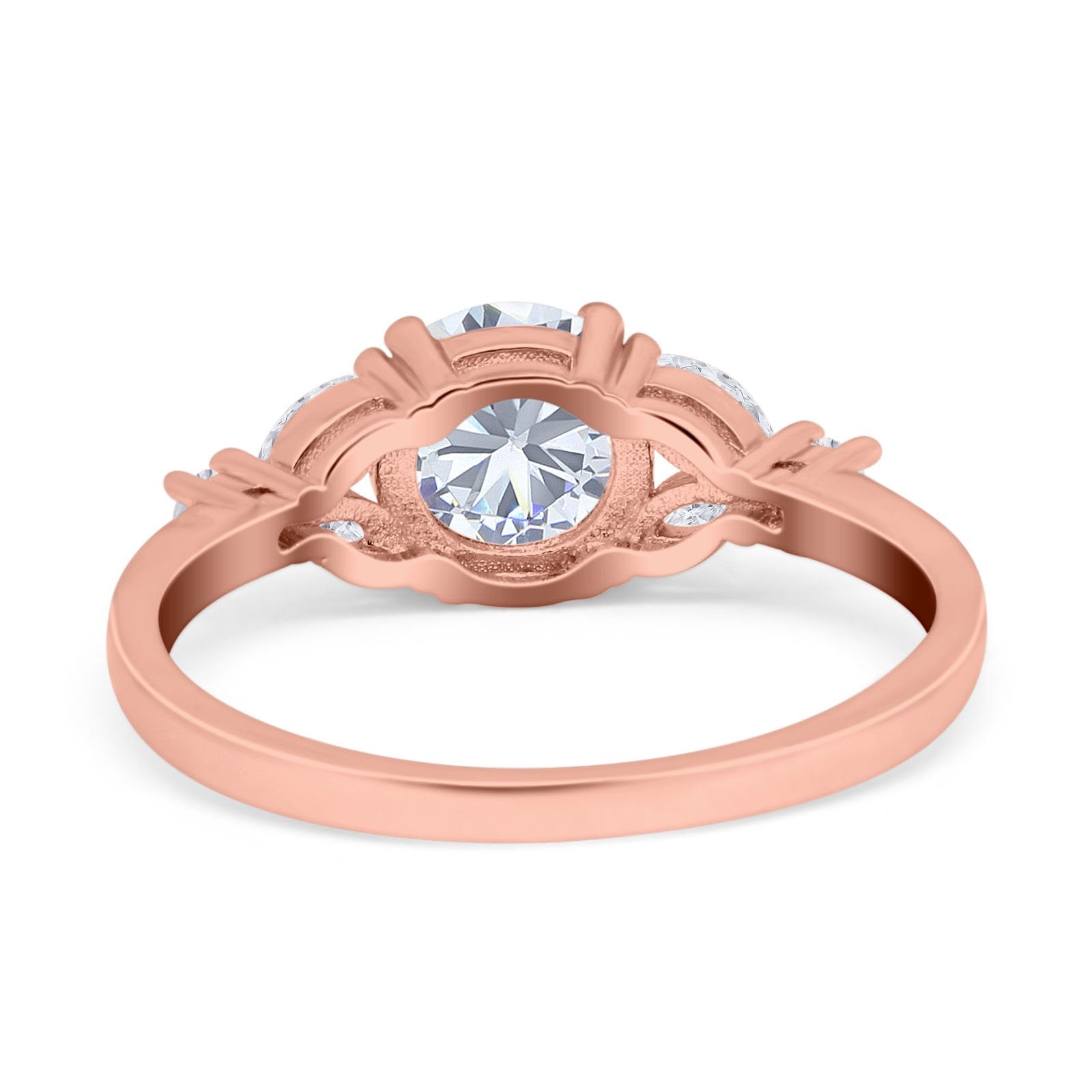 14K Rose Gold Art Deco Vintage Style Wedding Engagement Ring Round Marquise Simulated CZ Size-7