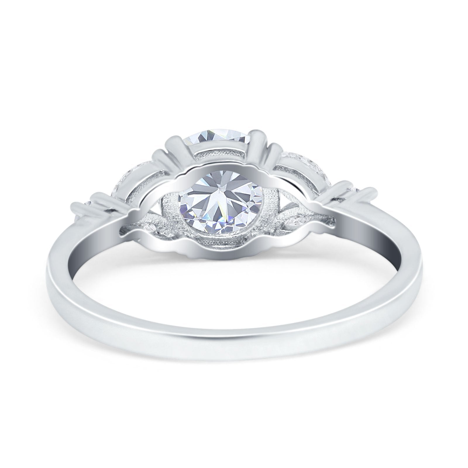 14K White Gold Art Deco Vintage Style Wedding Engagement Ring Round Marquise Simulated CZ Size-7