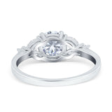 14K White Gold Art Deco Vintage Style Wedding Engagement Ring Round Marquise Simulated CZ Size-7