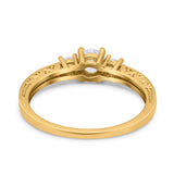 14K Yellow Gold Round Three Stone Bridal Wedding Engagement Ring Simulated CZ Size-7