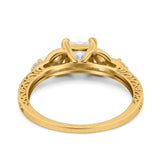 14K Yellow Gold Cushion Celtic Art Deco Engagement Ring Simulated Cubic Zirconia Size-7
