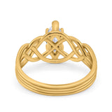 14K Yellow Gold Marquise Art Deco Crisscross Bridal Wedding Engagement Ring Simulated CZ Size-7