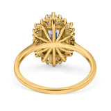 14K Yellow Gold Emerald Cut Vintage Wedding Ring Simulated Cubic Zirconia