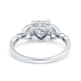 14K White Gold Heart Celtic Wedding Promise Ring Simulated Cubic Zirconia Size-7