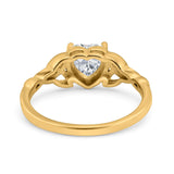 14K Yellow Gold Heart Celtic Wedding Promise Ring Simulated Cubic Zirconia