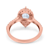 14K Rose Gold Teardrop Pear Art Deco Bridal Wedding Engagement Ring Simulated CZ Size-7