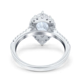 14K White Gold Teardrop Pear Art Deco Bridal Wedding Engagement Ring Simulated CZ Size-7