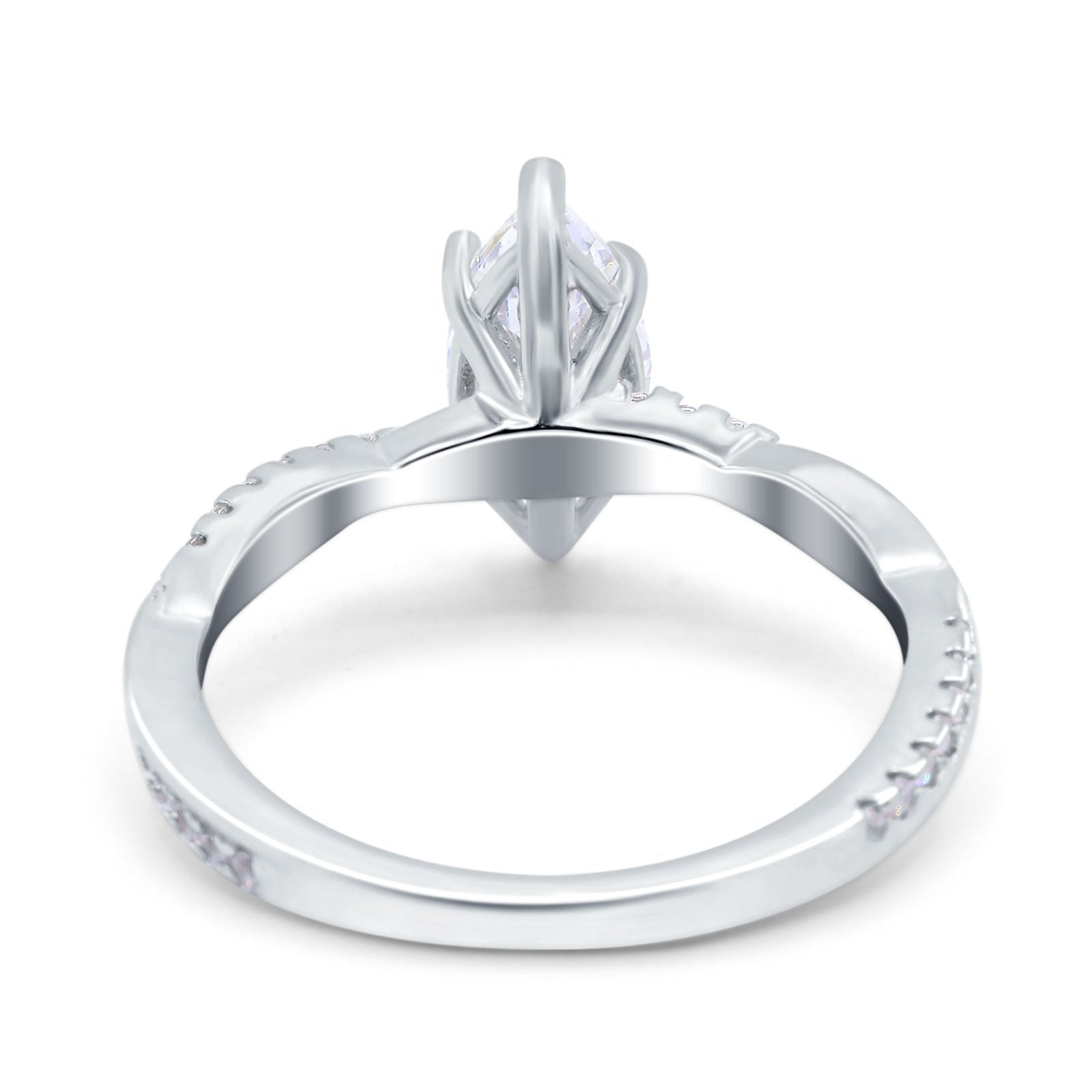 14K White Gold Infinity Twist Marquise Wedding Ring Simulated Cubic Zirconia Size-7