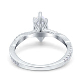 14K White Gold Infinity Twist Marquise Wedding Ring Simulated Cubic Zirconia Size-7