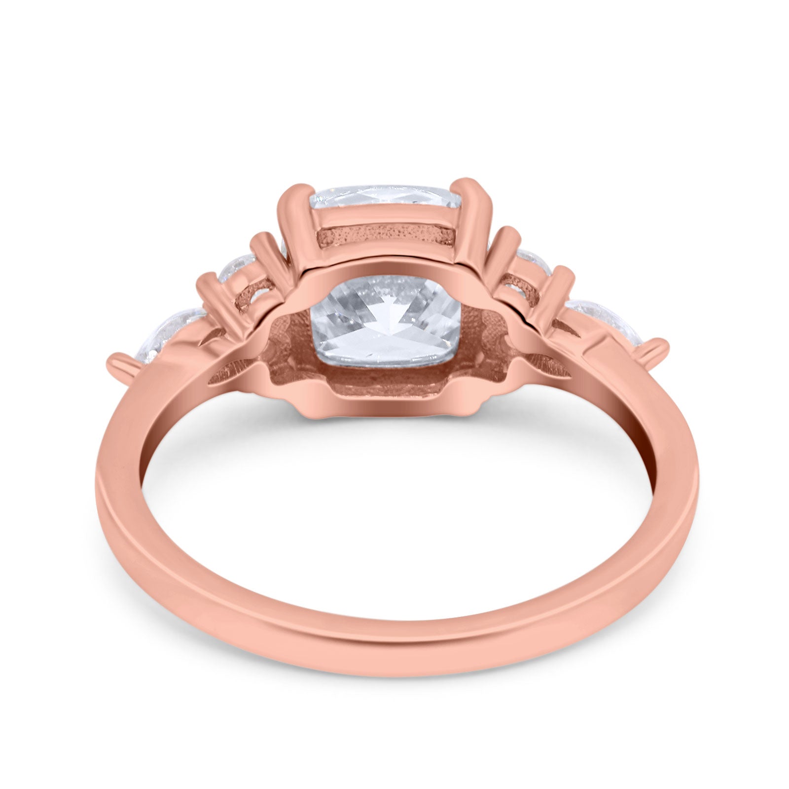 14K Rose Gold Cushion Cut Art Deco Bridal Wedding Engagement Ring Simulated CZ Size-7