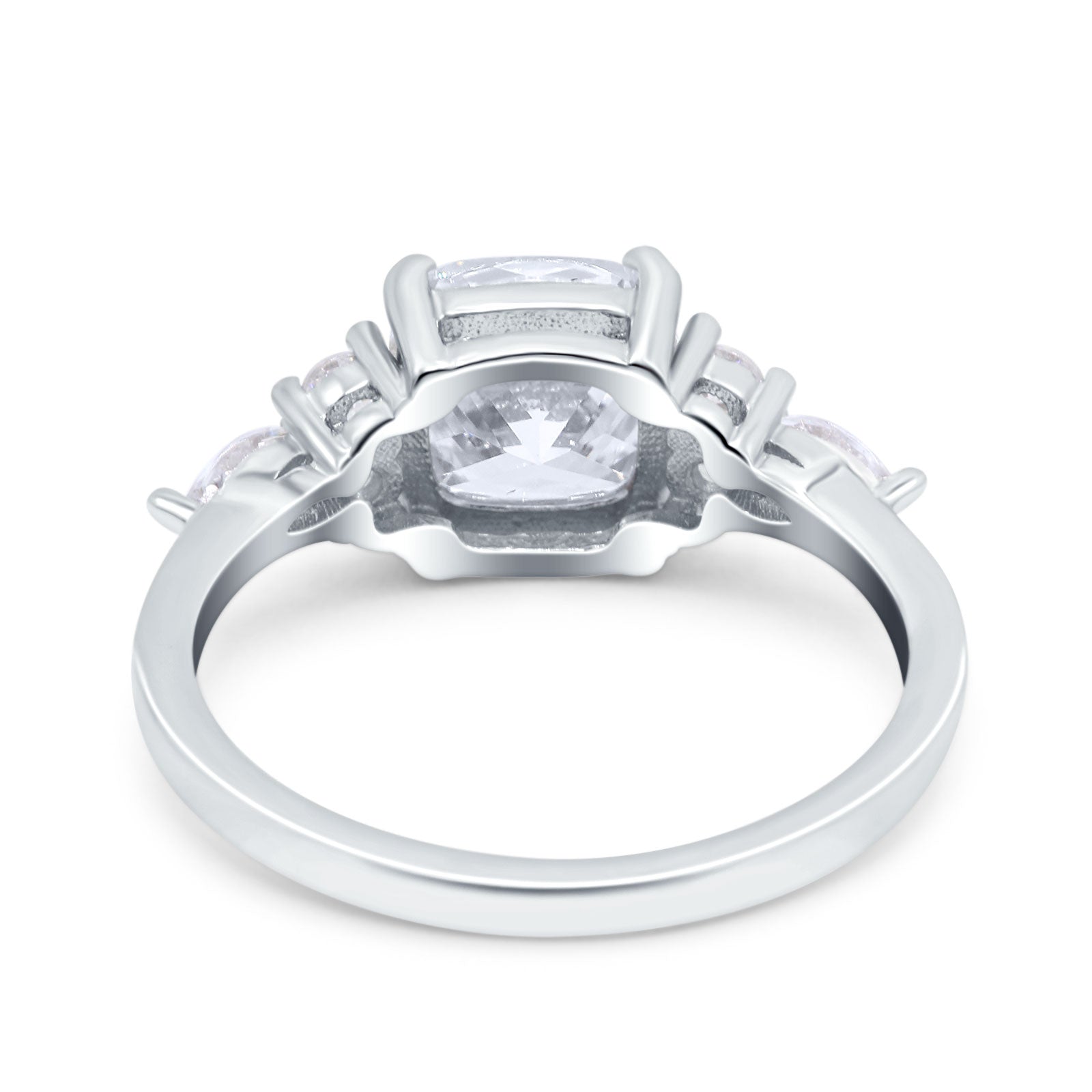 14K White Gold Cushion Cut Art Deco Bridal Wedding Engagement Ring Simulated CZ Size-7
