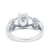 14K White Gold Oval Solitaire Celtic Wedding Engagement Ring Vintage Simulated Cubic Zirconia Size-7