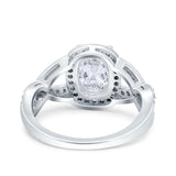 14K White Gold Infinity Twisted Shank Art Deco Oval Wedding Ring Simulated Cubic Zirconia Size-7