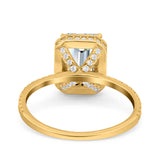 14K Yellow Gold Emerald Cut Art Deco Bridal Wedding Engagement Ring Simulated CZ Size-7