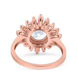 14K Rose Gold Art Deco Wedding Bridal Ring Baguette Round Simulated Cubic Zirconia Size-7