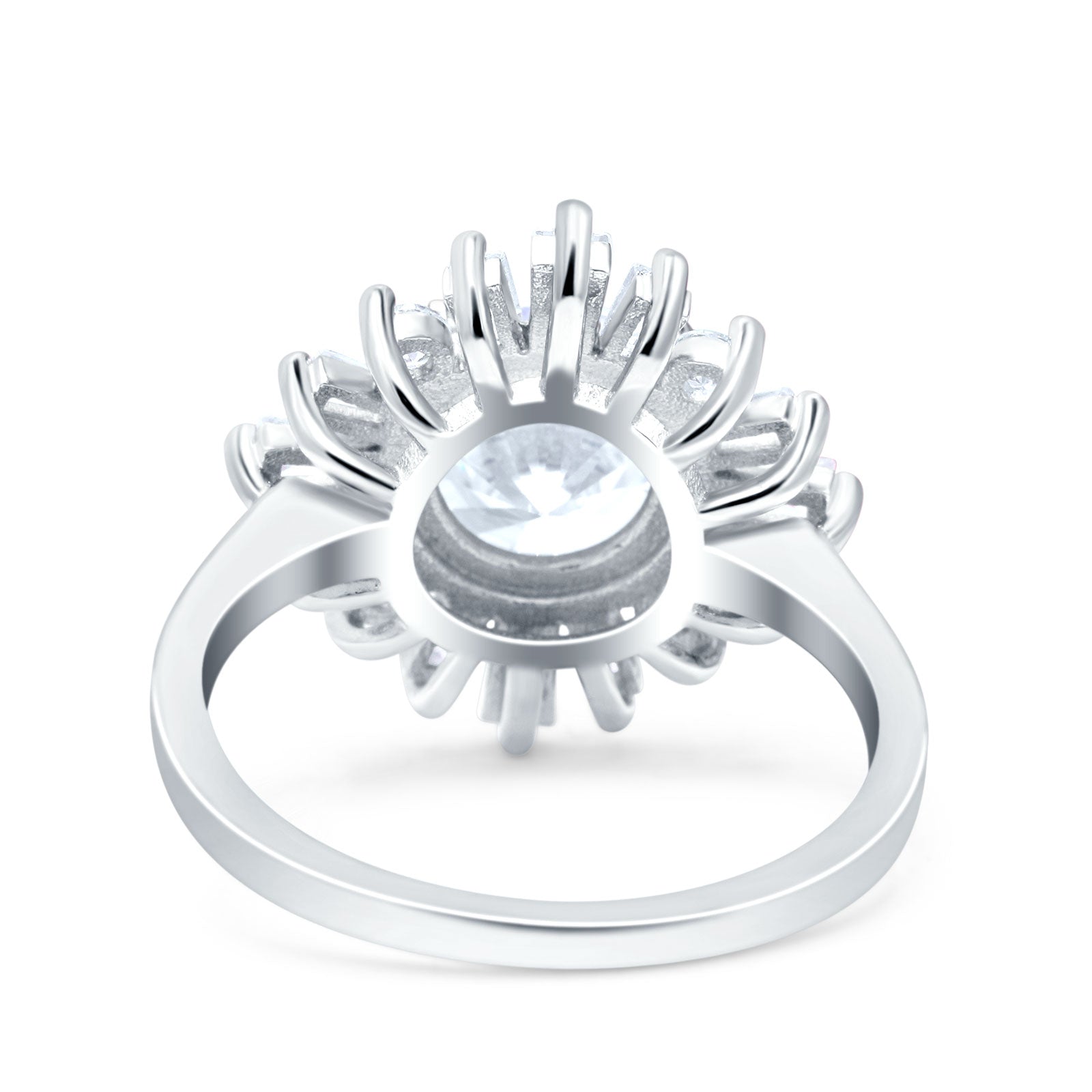 14K White Gold Art Deco Wedding Bridal Ring Baguette Round Simulated Cubic Zirconia