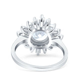 14K White Gold Art Deco Wedding Bridal Ring Baguette Round Simulated Cubic Zirconia