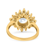 14K Yellow Gold Art Deco Wedding Bridal Ring Baguette Round Simulated Cubic Zirconia Size-7