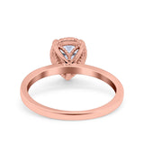 14K Rose Gold Vintage Style Solitaire Accent Pear Wedding Ring Simulated Cubic Zirconia Size-7