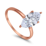 14K Rose Gold Solitaire Marquise Bridal Wedding Engagement Ring Simulated CZ Size-7