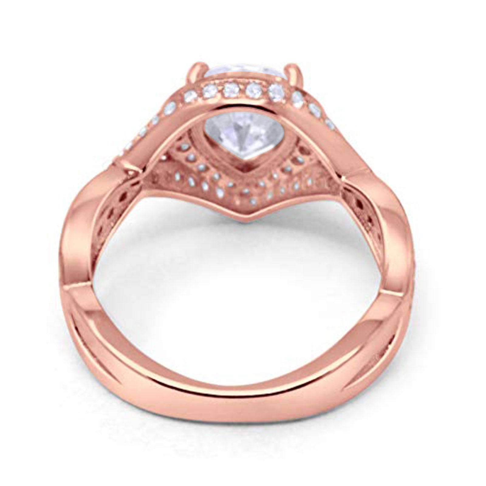 14K Rose Gold Teardrop Pear Bridal Simulated CZ Wedding Engagement Ring Size-7