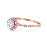 14K Rose Gold Round Petite Dainty Bridal Wedding Engagement Ring Simulated CZ Size-7