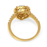 14K Yellow Gold Halo Teardrop Bridal Filigree Ring Simulated Cubic Zirconia