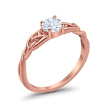 14K Rose Gold Round Solitaire Trinity Bridal Simulated CZ Wedding Engagement Ring Size-7